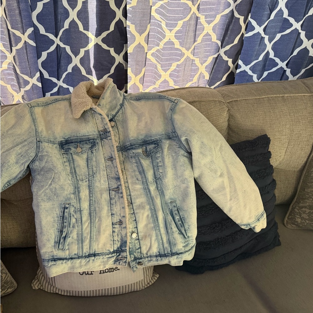 GAP Light Blue Denim Jacket with Sherpa Collar